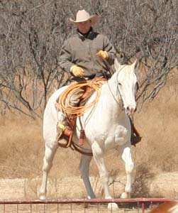 Lance Creswell and Frosty ~ Leo bred mare